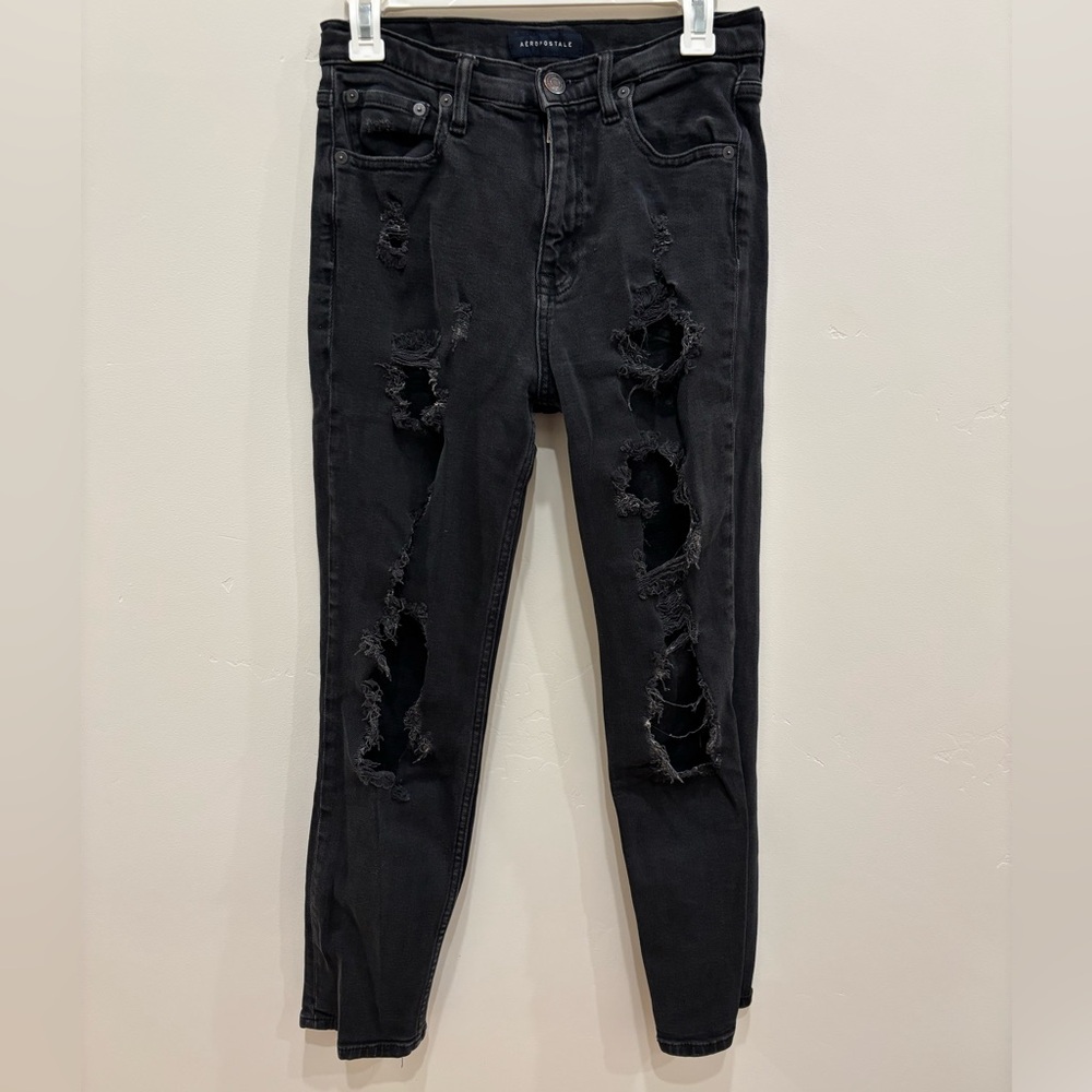 Distressed Black Mom Jeans
